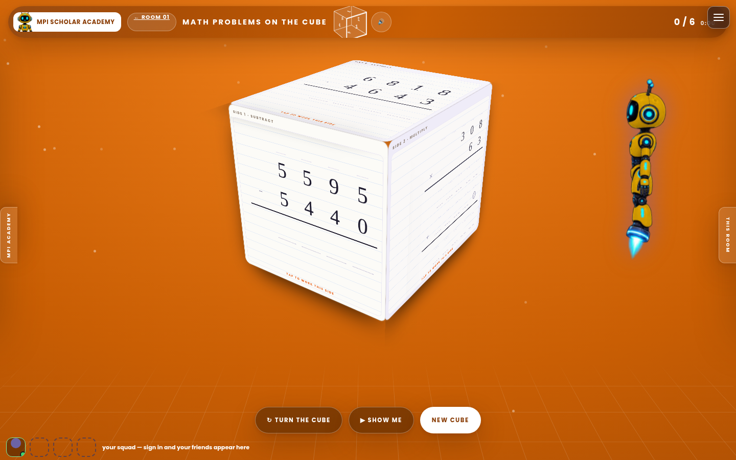 Math problems on the cube